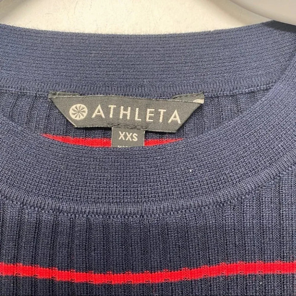 Athleta Bayside Sweater in Navy and Red Stripe XXS Wool Blend - Picture 6 of 9
